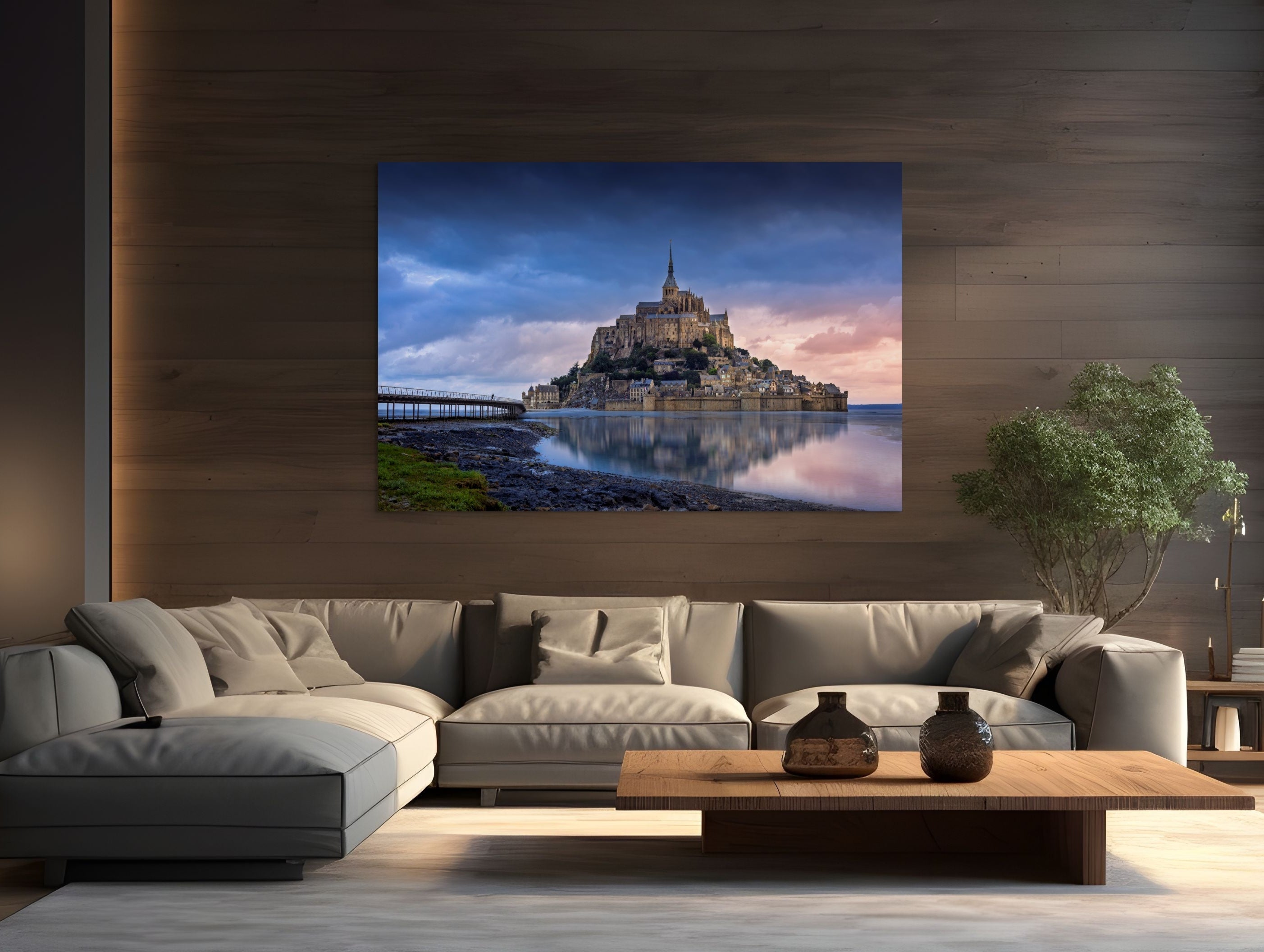 90-inch limited edition fine art photography print of Mont Saint-Michel by Sherry Keene. Museum-quality statement piece for collectors seeking exclusive European travel art. Signed and authenticated, only available through the artist.