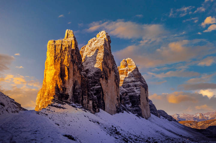 Tre Cime di Lavaredo at first light — fine art photograph by Sherry Keene