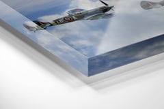 Close-up corner of V for Victory! face mounted under glossy 6mm acrylic glass. (thumbnail 7)