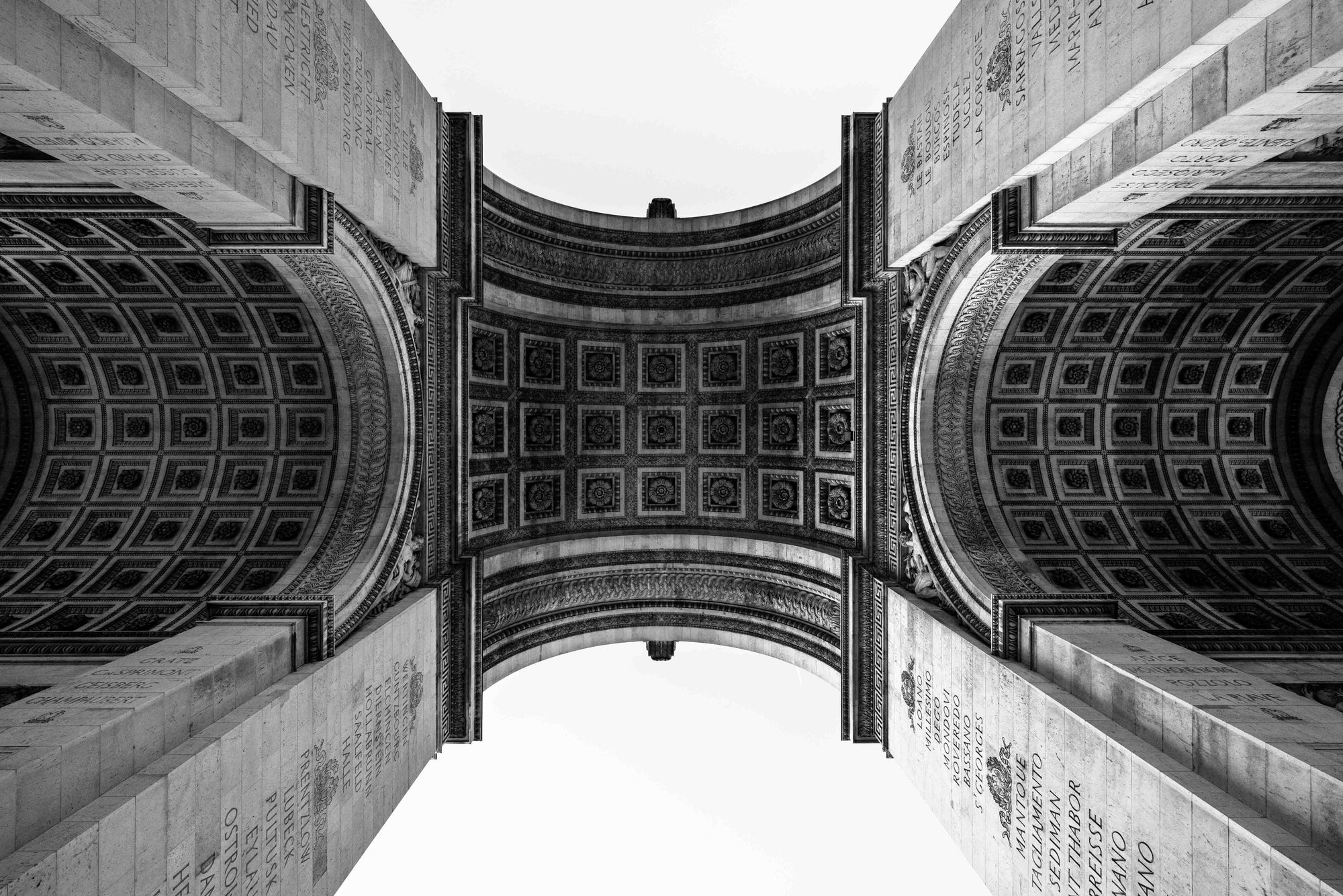 Arc de Triomphe ceiling symmetry, Paris — black and white fine art photograph by Sherry Keene