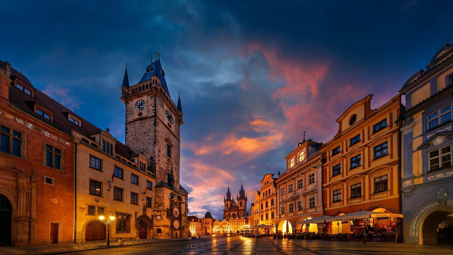 Old Town Square, Prague at blue hour — fine art photograph by Sherry Keene