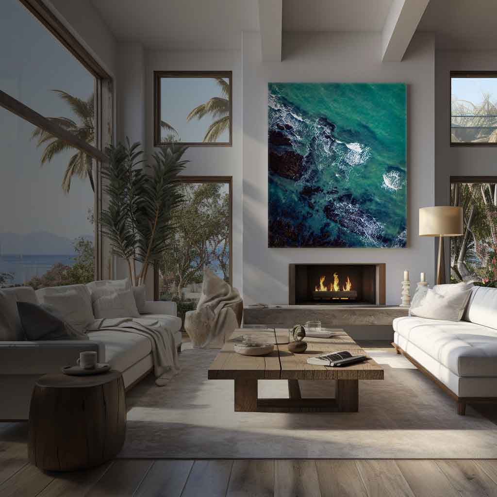 Tidewash — Florida luxury coastal fine art print installed in a collector interior