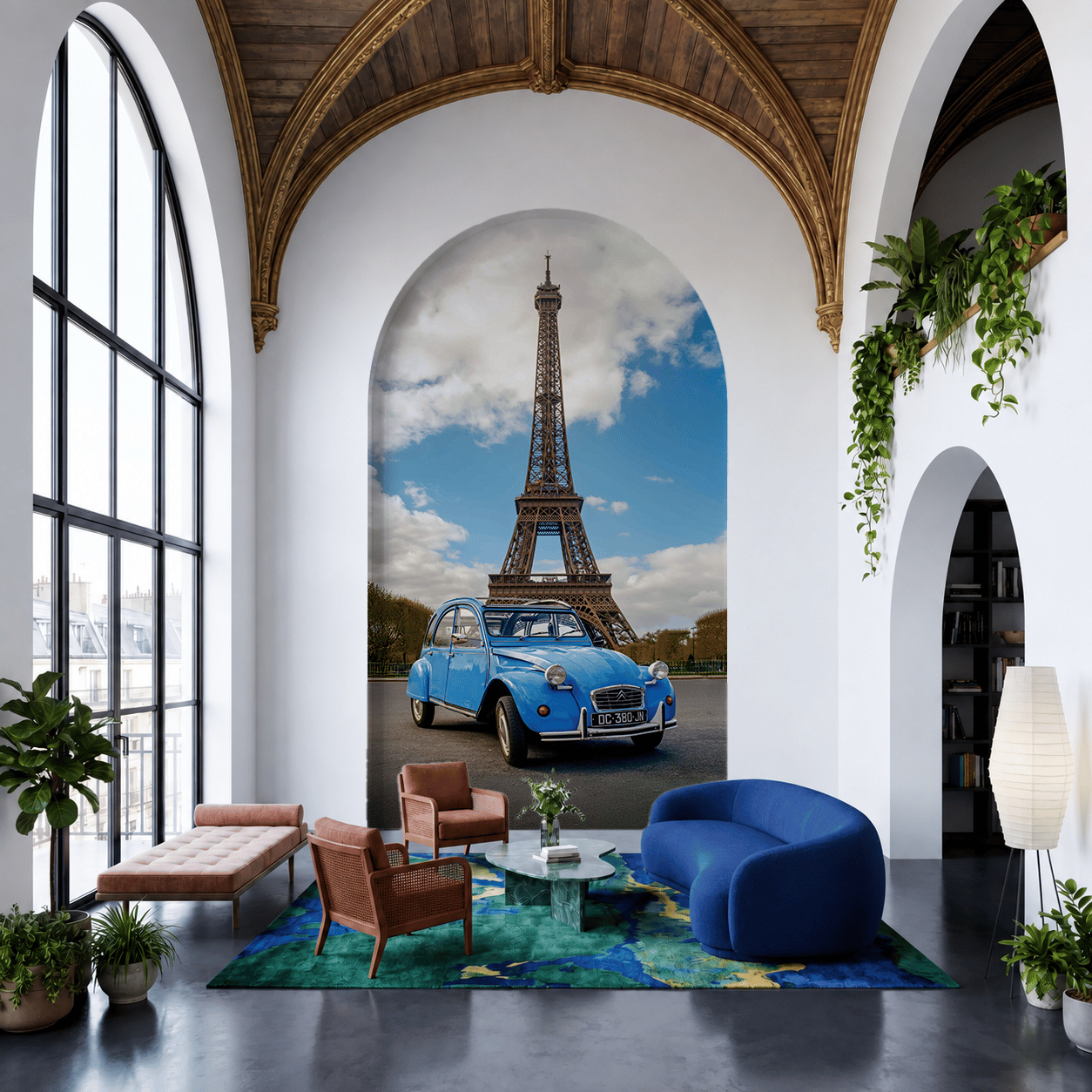 The Other Icon at architectural scale within a vaulted arch in a Parisian lobby
