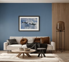 V for Victory! framed at 24 by 36 inches above a cream sofa against a blue wall. (thumbnail 5)