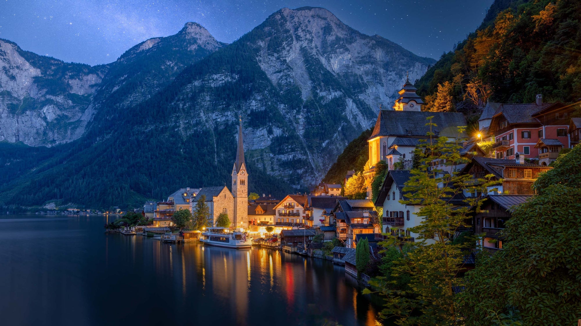 Hallstatt, Austria at blue hour — fine art photograph by Sherry Keene
