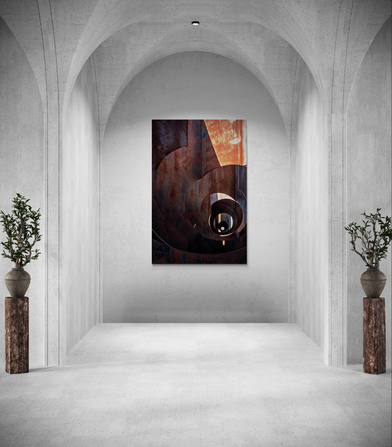 The Fibonacci Mine shown as a large collector print on a wide interior wall