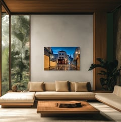 Off the Clock above low cream sectional seating in a timber modern living room with garden views. Shown at 45 x 30 inches. (thumbnail 4)
