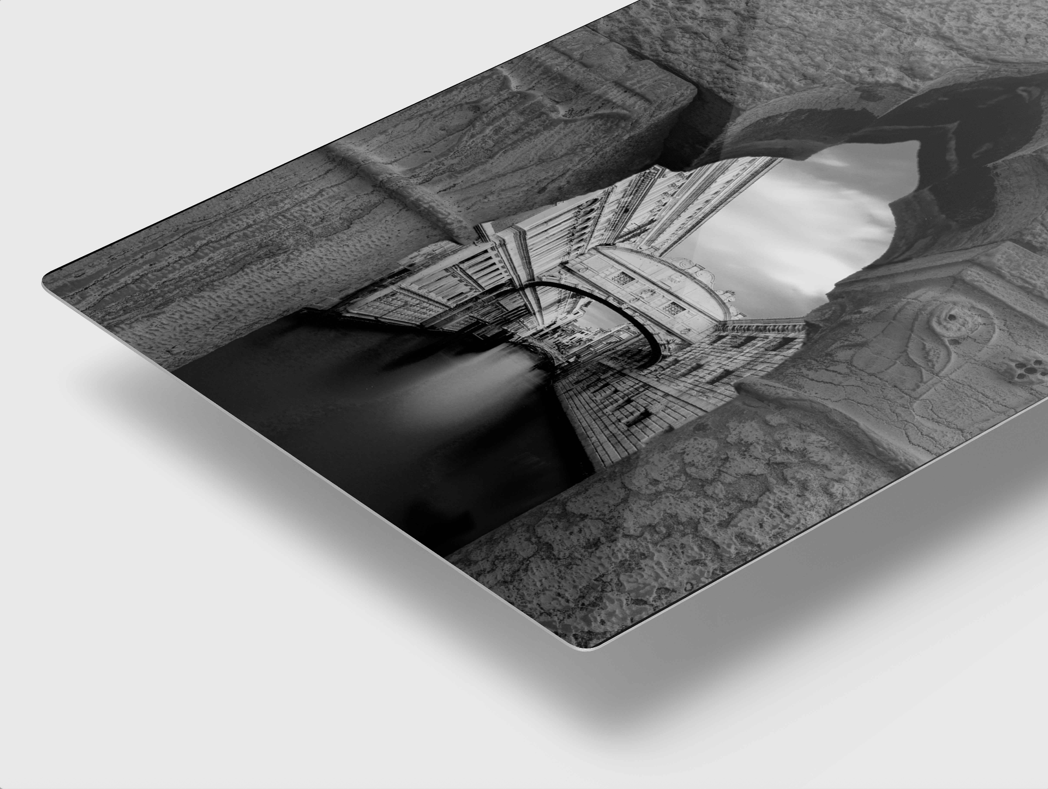 High-definition metal print of the Bridge of Sighs in Venice, produced with HD sublimation for bright whites, deep contrast, and a modern floating presentation.